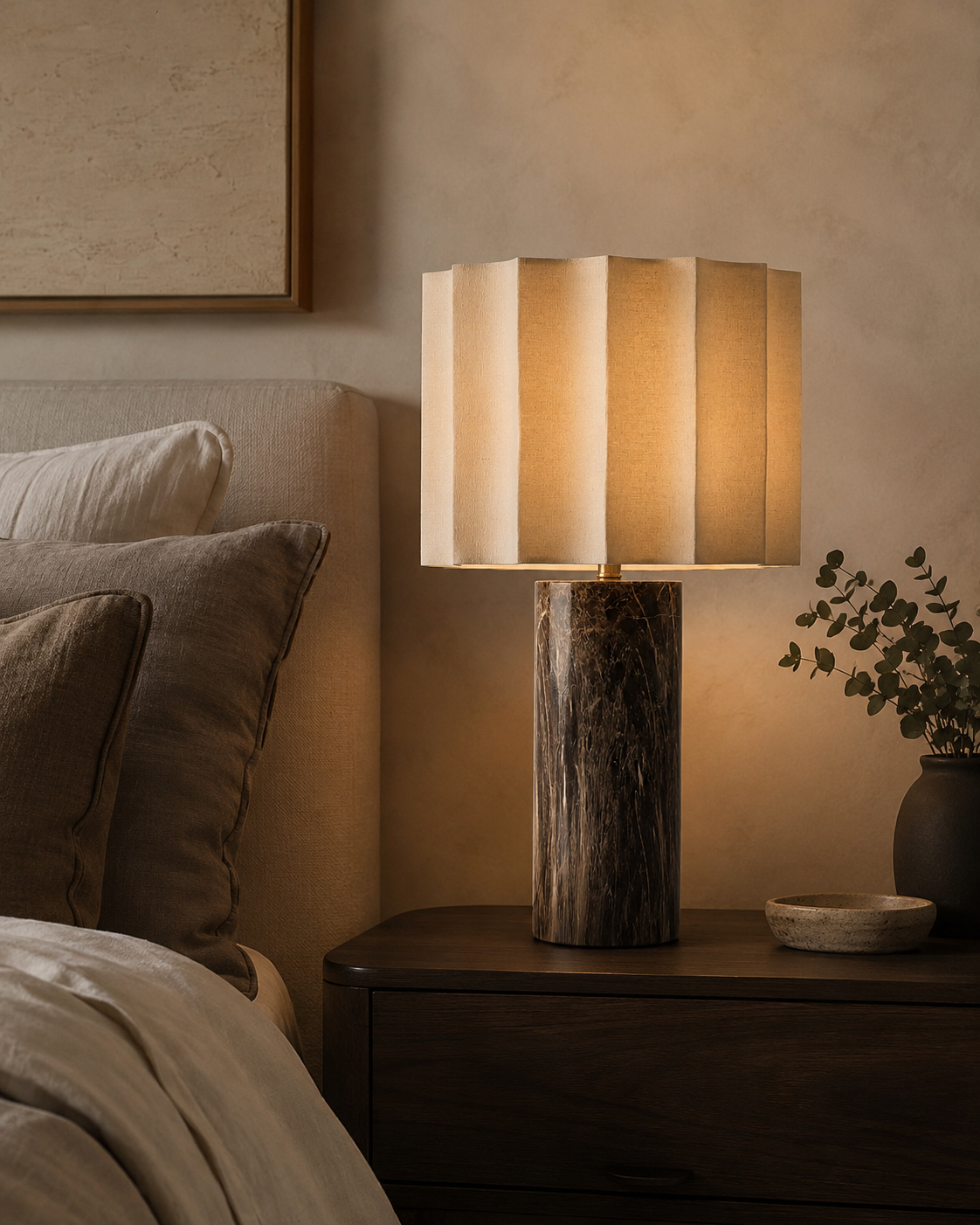 Pleated Emperador Lamp
